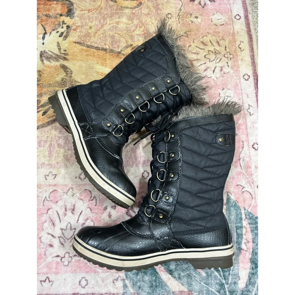 SOREL Tofino II Womens Black Waterproof Faux Fur Tall Winter‎ Snow Boots Size 11